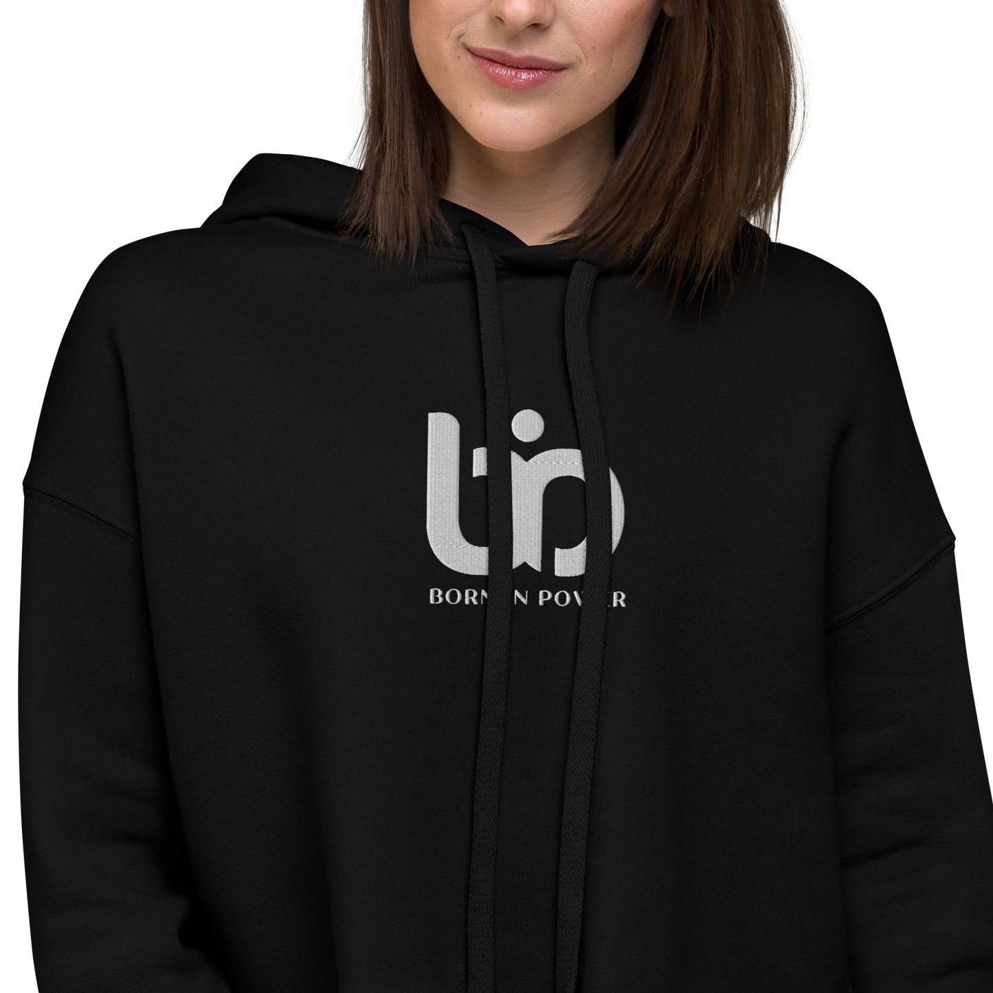 Black Crop logo Hoodie