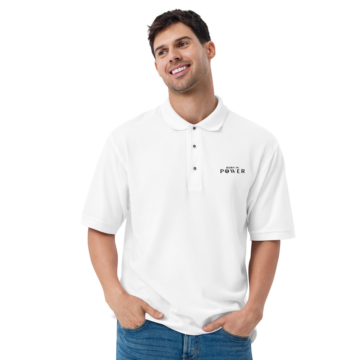 Left Slogan White Polo